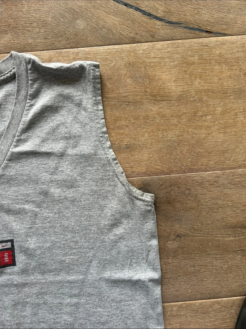 Nike Men's Light Gray V-Neck Sleeveless Tank with Chest Logo